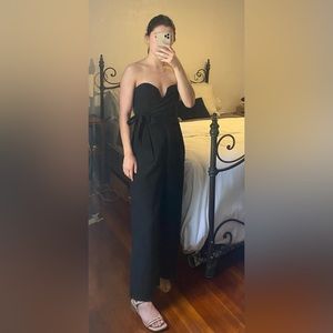 Strapless Black Wide Leg Jumpsuit